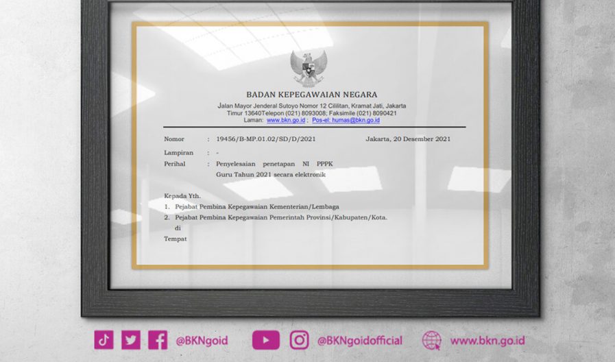 Penyelesaian Penetapan NI PPPK Guru Tahun 2021 Secara Elektronik