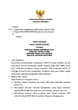 Se Kepala Bkn No 09 Tahun 2020 Pdf Badan Kepegawaian Negara