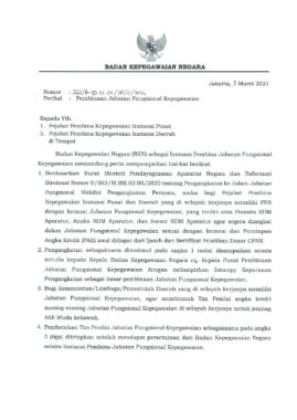 Surat Deputi Tentang Pembinaan Jabatan Fungsional Kepegawaian Badan Kepegawaian Negara