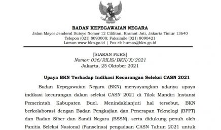 Upaya BKN Terhadap Indikasi Kecurangan Seleksi CASN 2021