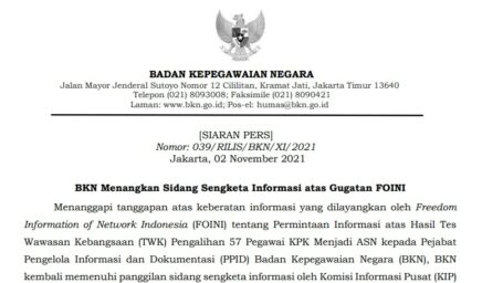 BKN Menangkan Sidang Sengketa Informasi Atas Gugatan FOINI