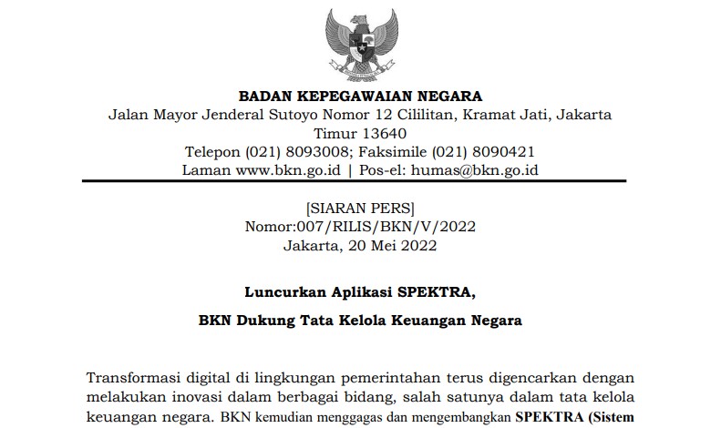 Luncurkan Aplikasi SPEKTRA